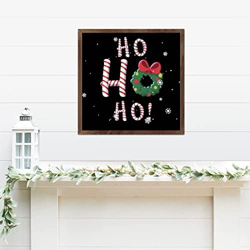 Božićni zidni znakovi božićno stakleno snježno slikanje vintage drveni okvir za crtanje vintage božićni dekor za kućnu zabavu Dnevni boravak Kamini Dekoracija stola 7x7in