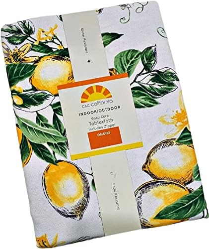 Limuni i Lemmon cvjetovi Unutarnji Vanjski stolnjak | Poliester za jednostavnu njegu / 60 x 84 /