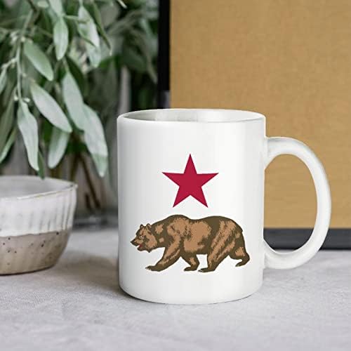 California Bear And Red Star Print Mug Coffee Tumbler Ceramic Tea Cup Funny Gift with Logo Design for Office