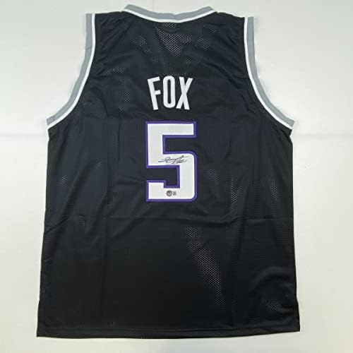 AUTOGREMENO / POTPISA DE'AARON Fox Sacramento Crni košarkaški dres Beckett bas COA