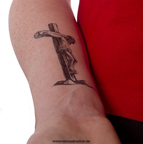 2 x Isus Christ Cross Tattoo - Crni križni tetovaža