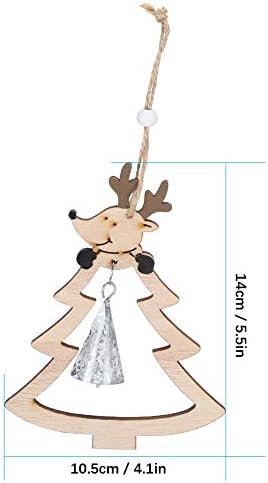 5kom Božić zvončići privjesci, drveni Božić ukrasi, zvona viseći zanati dekoracije, zvona ukras za Božić vijenac