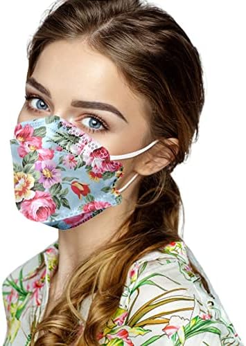 JMETRIE 50kom slatka jednokratna maska za lice za odrasle, maska sa cvjetnim printom maska za lice prozračna udobna maska za muškarce i žene