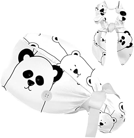 Podesiva kape za pilingu Polar Bear Panda, radna kapa za kosu za kosu sa konjskim repom, mekom bouffantom hirurškom sestrama