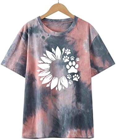 Kravate majice za dame kratki rukav Crewneck Patriots Daisy cvjetni print opušteni fit bluze majica tinejdžerke djevojke