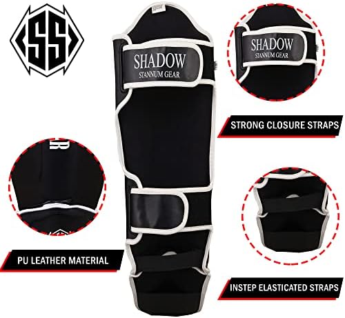 Shadow Stannnum Gear Kickboxing borilačke vještine Shin stražari - PU kožni etemp zaštitni