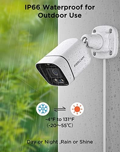 FOSCAM 5MP vanjski sigurnosni IP fotoaparat, VAEP kamera za nadzor kuće sa pametnim AI Human Detection 66ft boja noćni vid dvosmjerni audio alarm i sirena IP66 do 256GB SD kartica