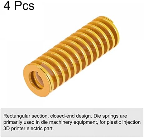 Uxcell 3D printer Die, 22mm od 65 mm Long 4pcs spiralni žigosanje lagano opterećenje Kompresioni plijesni Die Springs za 3D štampač električni dio, žuti