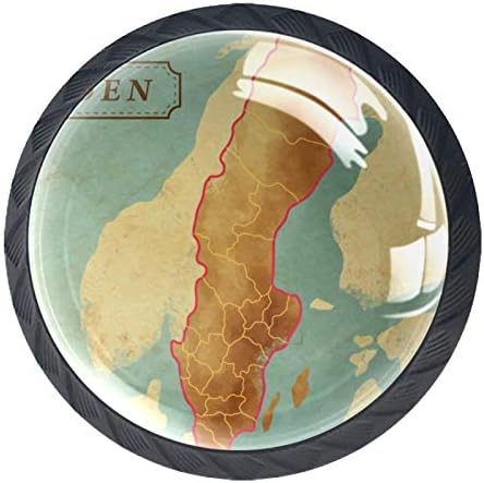 Švedska map dugmad za ladice za kuhinjske ormare 4 pakovanja