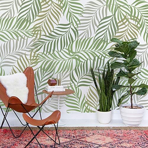 Nakleo plastični zidni šablon - 59x95cm / 23 x 37 - tropski palmi list 3 - veliki pozadina uzorak slikanje DIY Art Craft predložak - Tkanina