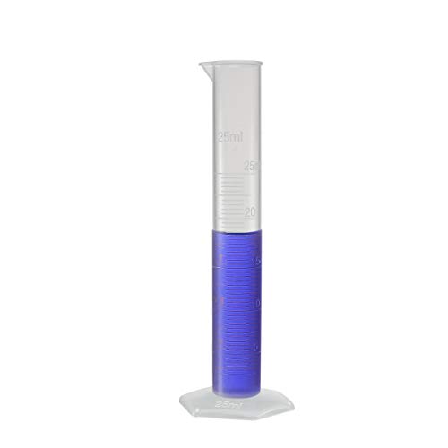 Uxcell plastični diplomirani cilindar, 25ml mjerni cilindar, čašice za testiranje nauke, jednokrevetna metrička