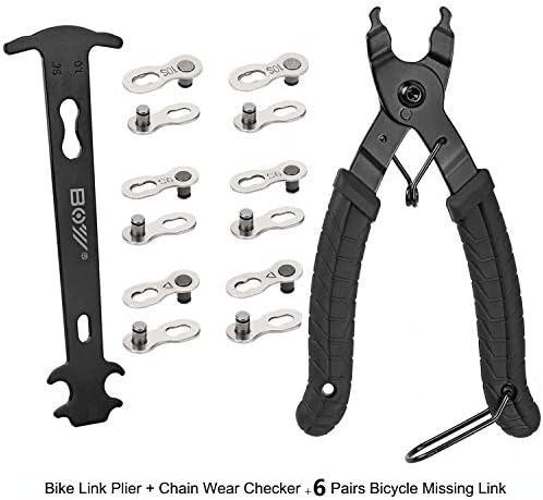 Kliješta za bicikle + mjerač habanja lanca + 6 pari karike za bicikle koja nedostaje, kliješta za lanac za brzu kariku za 6/7/8/9/10 speed Chains Repair / profesionalni komplet alata za lanac za bicikle