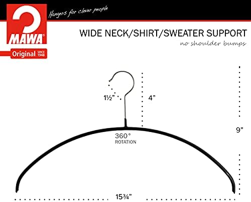 Mawa Model 40p Glatka ramena Podrška za majice, džemperi, dresi, drese, paket od 130, crna,
