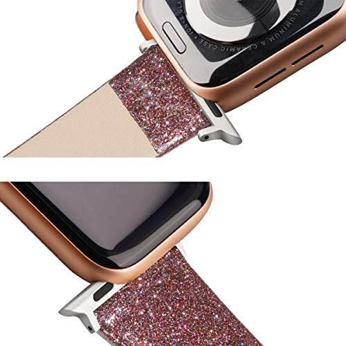 Motooda Glitter Watch Band kompatibilan sa Apple Watch Bands 38mm 40mm 42mm 44mm, Ženska Bling kožna šarena narukvica