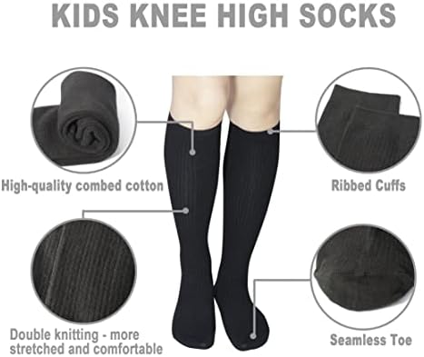 Djevojke do koljena visoke čarape za djecu školska uniforma duge čarape bešavne pamučne čarape bijela i Crna