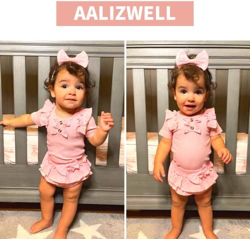 Aalizzwell Baby Girls kratki rukav bodi bodi, garderi s rebrastim odijelima