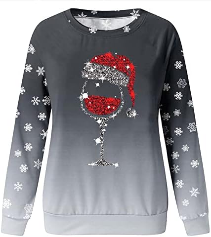 Wocachi Woce Crveno vinsko staklo Božićni duks smiješni božićni pulover Xmas santa šešir grafički bluza majica