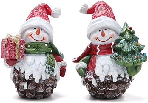 Hodao 2 kom božićni pin konus snjegovicka xmas snježne figurice zimske dekore ručno rađene snježne figurice za Xmas Decor poklon - Božićna zabava Domaći ukrasi snjegovića