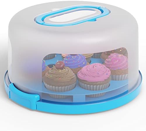 Nosač kolača za torte sa poklopcem i ručkom + ploča Postolja za torte sa kupolom | 10 okrugli držač posude