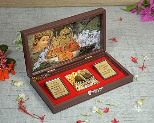 GoldGiFTIDEAS 24K pozlaćena Durga Maa Photo okvir sa Charan Padokom, povratni poklon za Pooja, Vaishno Devi Wooden Momento poklon, poklon za prosperitet
