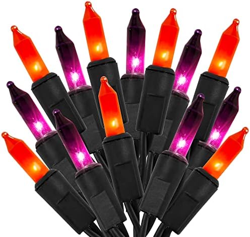 Ljlnion Halloween Svjetla na otvorenom, 33FT 150 grof crni žica sa žaruljicom sa lukom, 120V ul certificirani Cleed Light string, partijsko stablo Party Comcor, narandžasti i ljubičasti