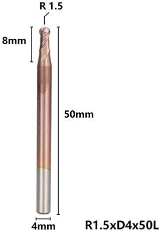 Xmeifei dijelovi set burgija 1kom R0. 5-R6. 0 50 stepeni kuglasti nos kraj mlin 2 Flaute TiCN Premazivanje CNC glodalica Tungsten Carbide CNC glodalica duge burgije