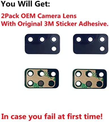 Lnonls 2 paket originalna Zadnja zadnja kamera zamjena staklenih sočiva za Samsung Galaxy A02s A03S sa unaprijed instaliranim ljepilom i kompletom za popravak Crna