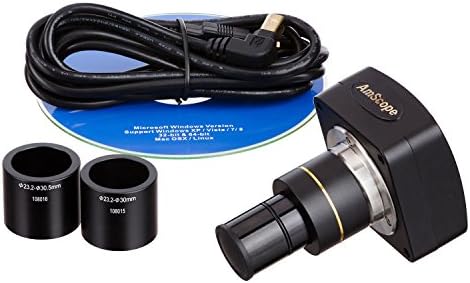 AmScope SM-1Ts-144S-10m digitalni profesionalni Trinokularni Stereo Zoom mikroskop, Wh10x okulari, 7x-45x uvećanje, 0,7 X-4,5 X zum objektiv, LED prstenasto svjetlo sa 144 sijalice, postolje za stub, 110v-240v, uključuje kameru od 10MP sa redukcionim sočivom i softverom