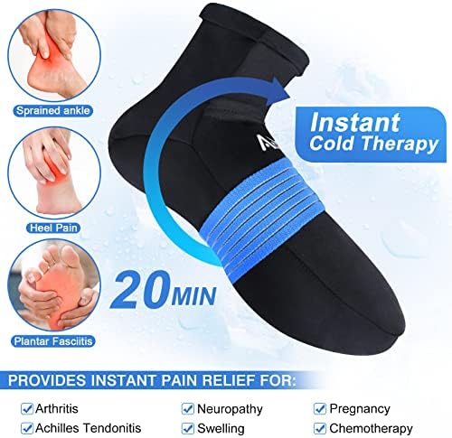 Atsuwell rukavice za ručni led za ublažavanje bolova u rukama - 1 par, čarape za hladnu terapiju, omot za stopala za višekratnu upotrebu za stopala, gležanj, pete, luk - jedan par, S / M