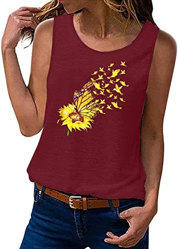Miashui Beaver Top Žene Žene bez rukava Ljetni vrhovi Torbica Vrh slatka cvjetna buket Grafička casual majica za odmor
