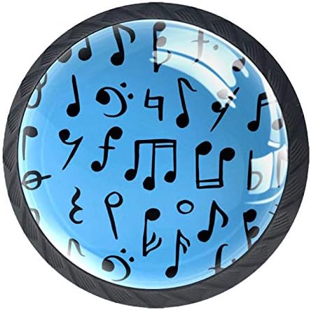 TYUHAW okrugla ladica povlači ručku muzičke note štampanje plavog uzorka sa zavrtnjima za kućne ormare vrata Kuhinjski kancelarijski sto ladica kupatilo 4kom