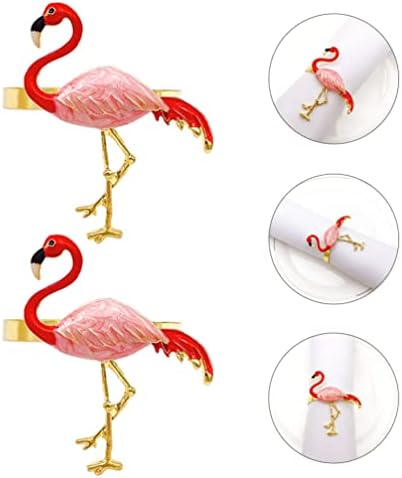 Abaodam 2pcs Flamingos Prstenovi za obrnuto stol Postavi salvetni prstenovi kopče za vjenčanje Božićna zabava banket večera platna ručnik serviette plaža ukras za trpezarije Pink