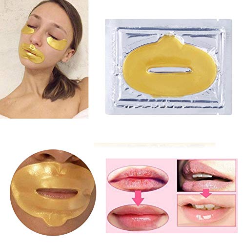 24k Gold Bio Collagen Crystal maska za usne i oči, 5 pari maska za oči i 5 kom maska za usne za vlaženje,