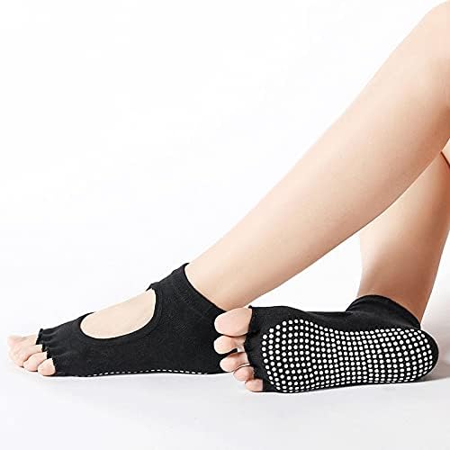 Xjjzs 2021 Ženska joga čarape bez leđa Pet nožni čarapa Protuklizni pamučni sport Pilates čarape Teretana Fitness