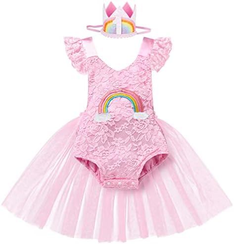 Awibmk Baby Girls 1. rođendan Outfit Lice Romper Princess Tutu Haljina za glavu za glavu za glavu