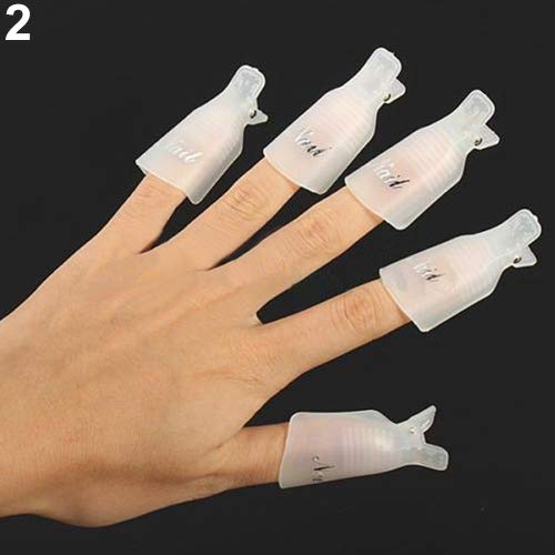 Acamifashion 10kom plastični akrilni nail Art Smart Soak Off Clips kapa UV gel za uklanjanje laka - Bijela