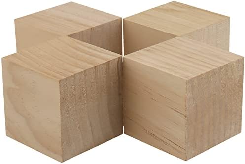 HOZEON 8 kom drvene kocke od 2,75 inča, prirodni nedovršeni drveni blokovi, veliki drveni kvadratni blokovi za zanate, farbanje, izradu slagalica, uređenje, DIY projekte