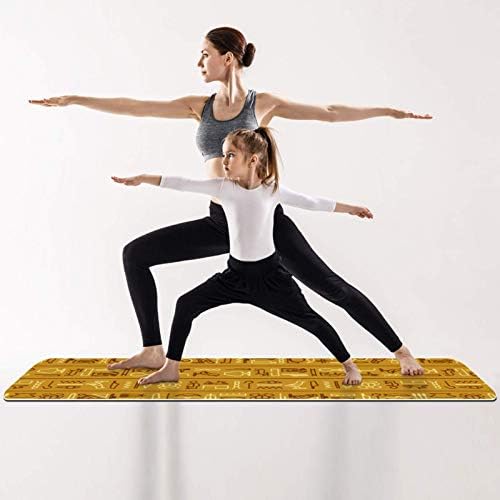 Siebzeh Egipat hijeroglifski žuta Premium debeli Yoga Mat Eco Friendly gumene zdravlje & amp; fitnes non Slip Mat za sve vrste vježbe joge i pilatesa
