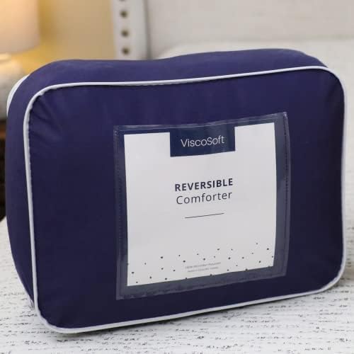 Viscosoft Essentials Reverzibilni dolje alternativni prekrivani komfor sa kutnim karticama - cijeli sezone, plišani mikrofiber, aparat za pranje
