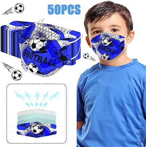 JMETRIE 50kom jednokratna maska za lice za djecu, Soccer Doodles Print face Cover prozračna udobna maska za dječake i djevojčice
