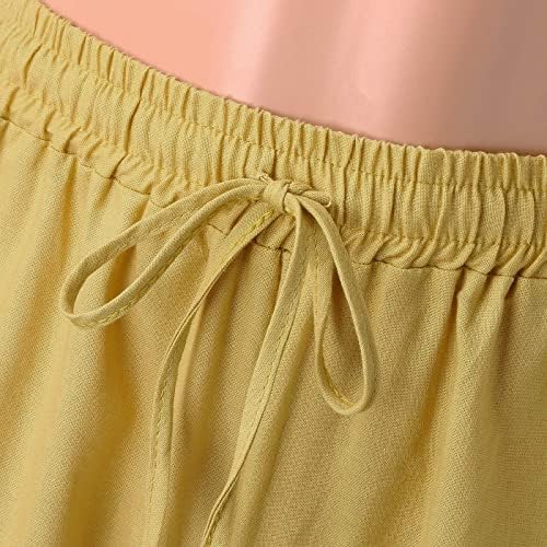 Ljetne Ležerne pamučne platnene pantalone za žene široke pantalone sa visokim strukom duge pantalone sa džepovima udobnim donjim dijelom