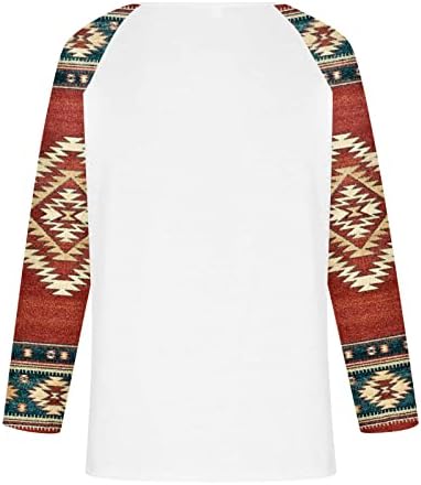 Plus Size Zipper Shirts ženski Dugi rukav pulover Vintage štampani labavi pulover Zapadni Aztečki etnički grafički vrh
