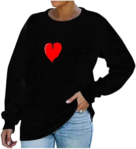 Valentines Dnevne dukserice Žene Vole srce Majice Valentine Pulover dugih rukava Labavi moda 2023