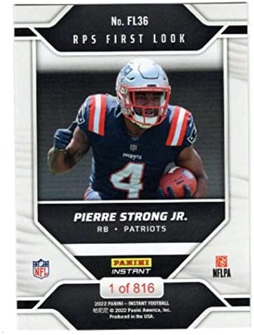 Pierre Strong JR RC 2022 Panini Instant RPS prvi pogled Rookie / 816 # FL36 NM + -MT + NFL nogometne rookie premijerno patriots