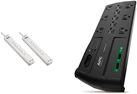 APC Power Strip 2-Pack, Prenaponska zaštita sa USB priključcima, PE64U2WGD, 1080 džula, 6 utičnica