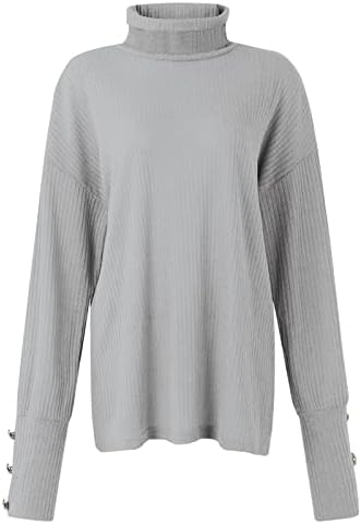Ženski prugasti džemper pulover dugme gore dugih rukava pune boje košulje od dno košulje za zimu za zimu