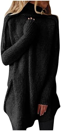 Ženska kornjača dugih rukava s dugim rukavima, puni u boji hrpa topli pleteni džemperski vrat