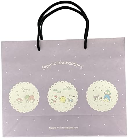 Yamanoshigyo Sanrio Sanrio Likovi ljubičaste papirne vrećice, poklon torba, torba za namirnice, 9,8 u x 12,6 u x 4,3 u