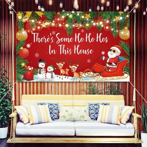 5x3ft tkanina Snowflake Funny Božić pozadina ima nekih Ho Ho Hos u ovoj kući Banner dekoracije za zimu Red Merry Božić pozadini Baby tuš ukras Photo Booth rekvizite