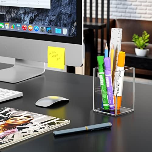 Niubee akrilni držač olovke 4 pakovanje, jasan desktop Olovka za pelicu Organizator pribora za pribor za uredski stol